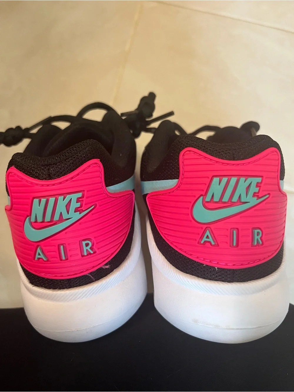 Nike Women's Black Mesh Athletic Sneakers with Teal and Pink Accents